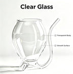 Vampire Glass Cups with Filter Spoon Straws, 10.14oz Dishwasher Safe Borosilicate Cocktail Goblets Set of 4, 304 Stainless Steel Infuser Straws with Cleaning Brushes for Wine Juice Fruit Tea