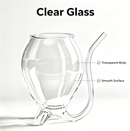 Vampire Glass Cups with Filter Spoon Straws, 10.14oz Dishwasher Safe Borosilicate Cocktail Goblets Set of 4, 304 Stainless Steel Infuser Straws with Cleaning Brushes for Wine Juice Fruit Tea