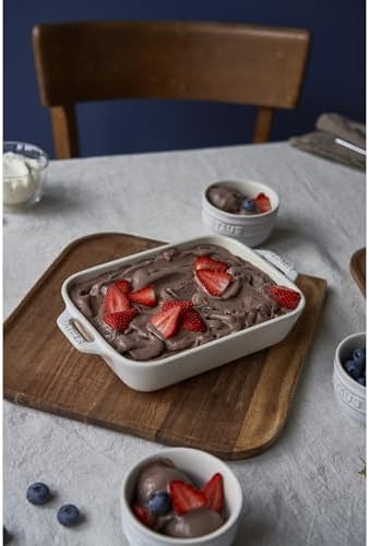 STAUB Ceramic Rectangular Baking Dish Set, 2 pc, Rustic Ivory