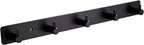 Black Wall Hooks, Matte Black Bathroom Hook Rail, Self Adhesive 5 Hooks Key Hook Rack Hanger Towel Robe Stick Hooks for Toilet Entryway Hallway Kitchen Wall Mounted