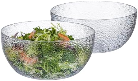 2-Pack 100 FL OZ Acrylic Salad Bowls, 9 inch Shatter-Resistant Serving Bowls, Large Plastic Mixing Bowls for Outdoor or Home Gatherings, Clear