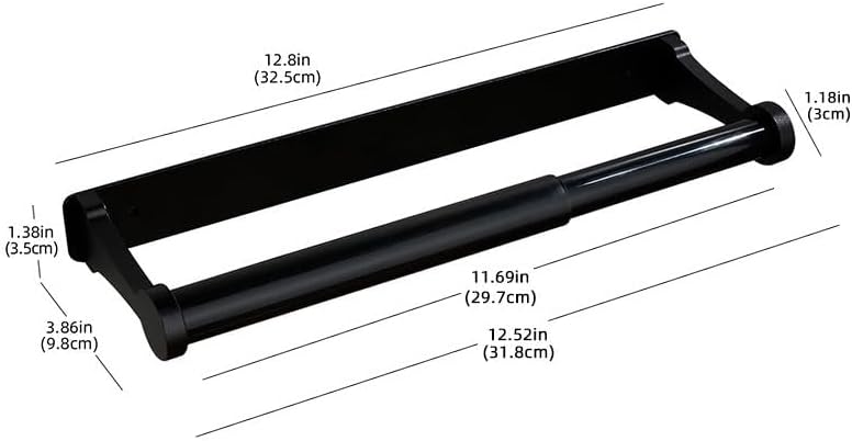 Paper Towel Holder - Self-Adhesive or Drilling, Black, Wall Mounted, Kitchen Roll Dispenser Under Cabinet or Inside Cabinet