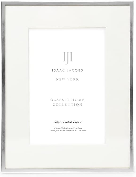 Isaac Jacobs 6x8 (Matted 4x6) Silver Classic Metal Picture Frame w/Easel