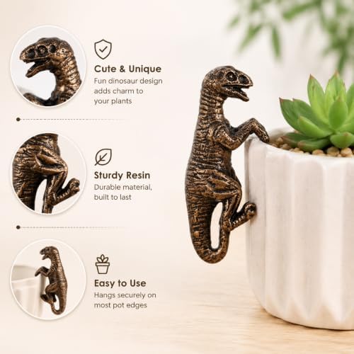 Dinosaur Pot Hugger, Resin Dinosaur Statue for Flower Pot Decoration