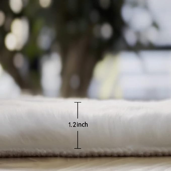 ORINOVA White Shaggy Bunny Fur Rugs - Image 2