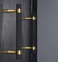 Set of 2 Solid Brass Cabinet Pulls 6.3 Inch (5 Inch Hole Centers) Gold Black Knurled Textured Cabinet Handles Brass Pulls for Dresser Door Drawer Hardware (2, Black Gold)