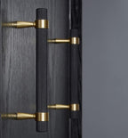 Set of 2 Solid Brass Cabinet Pulls 6.3 Inch (5 Inch Hole Centers) Gold Black Knurled Textured Cabinet Handles Brass Pulls for Dresser Door Drawer Hardware (2, Black Gold)