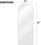 OGCAU Floor Full Length Mirror, 56"x20" Arched Full Body Mirror, White