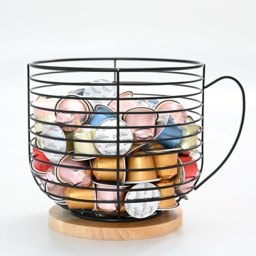 Large Capacity Coffee Pod K Cup Holders - Storage Organizer - Black Wire Rack - Coffee Bar Accessories