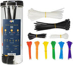 Zipiti 750 Pack Colored Zip Ties Cable Ties - Heavy Duty Multi-Purpose Nylon Cable Zip Tie - Assorted Lengths 4, 8, 11 -Self Locking Durable Cable Management Heavy Duty Tie Wraps for Home and Workshop