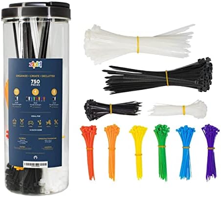 Zipiti 750 Pack Colored Zip Ties Cable Ties - Heavy Duty Multi-Purpose Nylon Cable Zip Tie - Assorted Lengths 4, 8, 11 -Self Locking Durable Cable Management Heavy Duty Tie Wraps for Home and Workshop