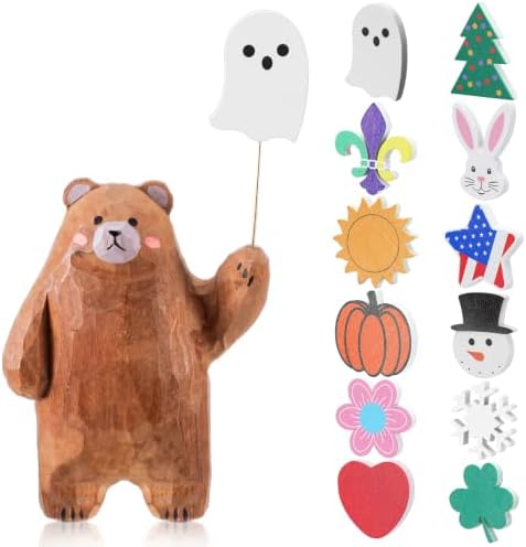 Novabright 13 Pcs Interchangeable Seasonal Tabletop Sign Bear Desk Decor