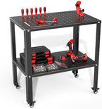 TORACK Rolling Metal Workbench, 32x20.5 in Work Table with Perforated Top