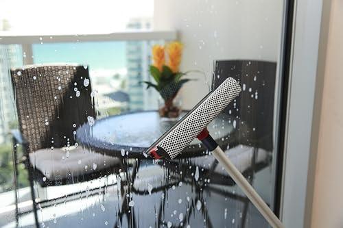 DSV Squeegee for Window Cleaning with Long Handle, 2-in-1 Window Squeege for Home, Car Windshield, Mirror, Glass Cleaning with Extension Pole 18"-30"
