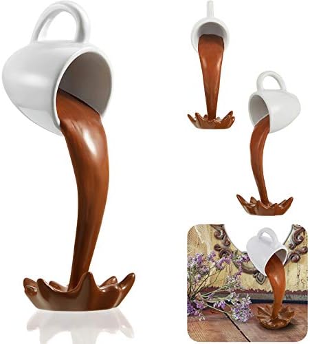 Jetec Floating Coffee Cup Sculpture Spilling Mug Decor, Brown Floating