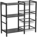 Hastatii Storage Rack Kitchen Baker's Rack - 3 Tiers 4 Baskets, Utility Coffee Bar, Air Fryer Stand with Steel Mesh Baskets
