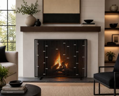 Pilgrim Home & Hearth 18312 Arden Summer Fireplace Screen - No Mesh, Matte Black