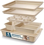 Baking Pans Set, Nonstick Stackable Bakeware Sets, Oven Pans for Cooking, AIVIKI 6 Pieces Baking Sheets Set Including Cookie Sheet, Deep Roaster Pan, Square Pan, Loaf Pan, Muffin Pan, Carbon Steel