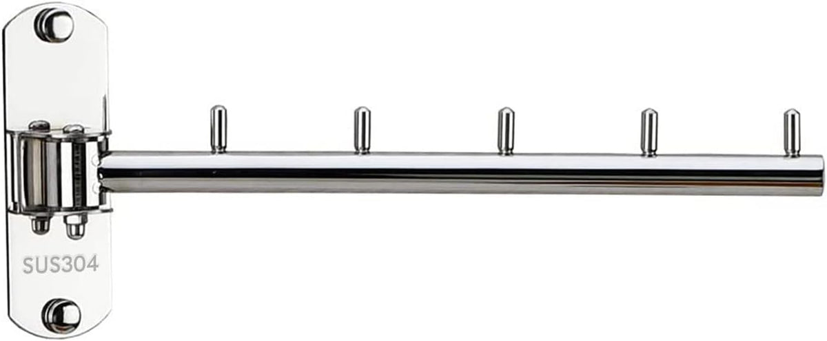 Folding Wall Mounted Clothes Hanger Rack with Swing Arm Stainless Steel Heavy Duty Coat Hook for Bathroom, Bedroom, Laundry Room - Black