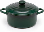 Kook Mini Cocotte, Lids, Handles, Dutch Oven, Set of 4, 12 oz, Forest Green