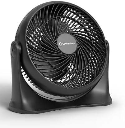 COMFORT ZONE 11" 3-Speed Tabletop Air Circulator Fan with Tilt, Black