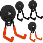 4 Pack Heavy Duty Magnetic Garage Hooks,No Drill Installation and Rubber Coating for Scratch-Free Use,Space Saving Large Utility Hooks for Kitchen,Tools,Pegboard,Workshop (Red 2pcs+Black 2pcs)