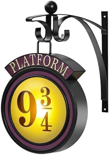 Vintage Hanging 9 3/4 Night Light, Platform 9 3/4 Sign Wall Light, Home Decor 9 ¾ Sign Lights Led Lamp Decoration, Halloween Christmas Gift for Movie Lovers and Fans