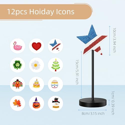 12pcs Interchangeable Holiday Decor Wooden Seasonal Table Decor Gift