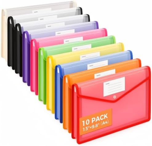 Plastic Expanding File Folder, Transparent Colorful File Folder Organizer