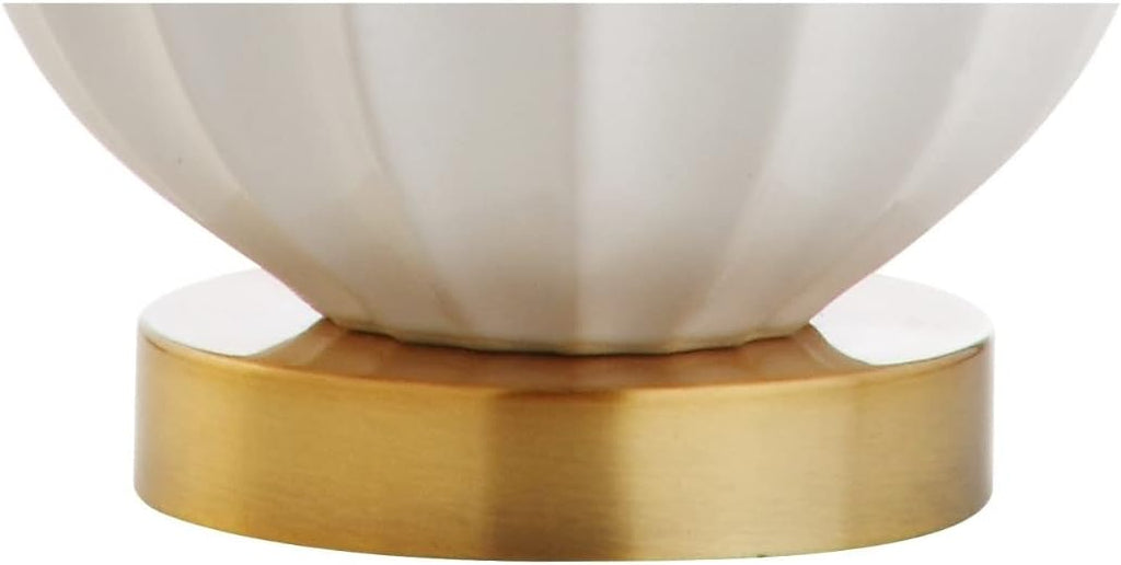 JONATHAN Y Parker Ribbed Ceramic Gourd Nightstand Table Lamp 21.5", White