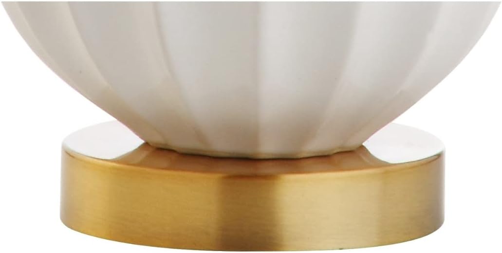 JONATHAN Y Parker Ribbed Ceramic Gourd Nightstand Table Lamp 21.5", White