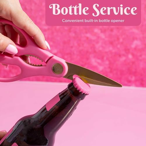 Paris Hilton All Purpose Kitchen Shears, Premium Stainless Steel Blades with Ergonomic Soft Grip Handles, 2-Piece Set, Pink