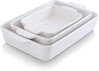 KOOV Bakeware Set, Ceramic Baking Dish, Rectangular Casserole Dish, Lasagna Pan, Baking Pans for Cooking, Cake Dinner, Kitchen, 9 x 13 Inches, Reactive Glaze 3-Piece (Nebula Blue)