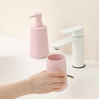 YAUKPH Bathroom Soap Dispenser and Toothbrush Holder Striped Pink