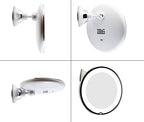 JiBen LED Lighted 10X Magnifying Makeup Mirror with Power Locking Suction Cup, Bright Diffused Light and 360 Degree Rotating Adjustable Arm, Portable Cordless Home and Travel Bathroom Vanity Mirror