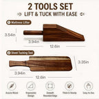 Acacia Wood Mattress Lifter Tool for Changing Sheets, Ergonomic Bed Making Helper for Seniors, Sheet Tucker for Linens