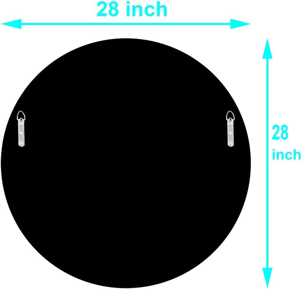 QMDECOR Round Wall Mirror 28x28 inch Crystal Crush Diamond Decor for Home Decoration Silver Mirror.