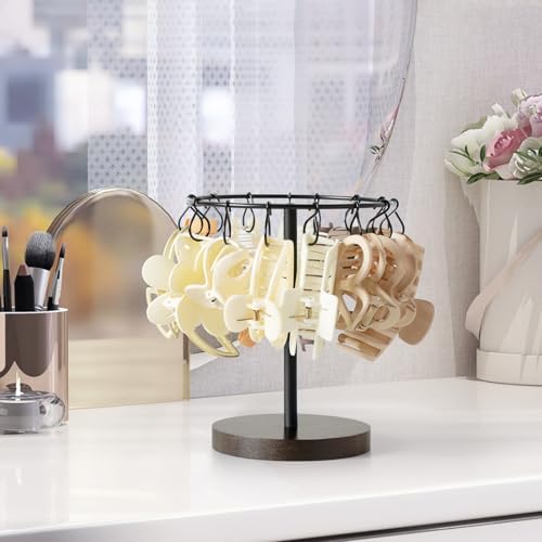 Dahey Claw Clip Organizer 16 Metal Hooks Display Holder Hair Clip, Black