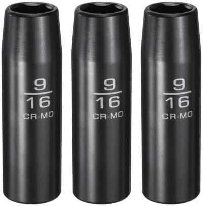 3Pcs 1/2" Drive 9/16 Inch 6 Point Deep Impact Socket 78mm Length
