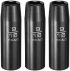 3Pcs 1/2" Drive 9/16 Inch 6 Point Deep Impact Socket 78mm Length