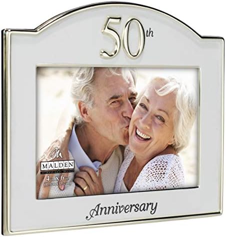 Malden International Designs Wedding 50th Anniversary Two Tone Picture Frame, 4x6, Gold/Silver