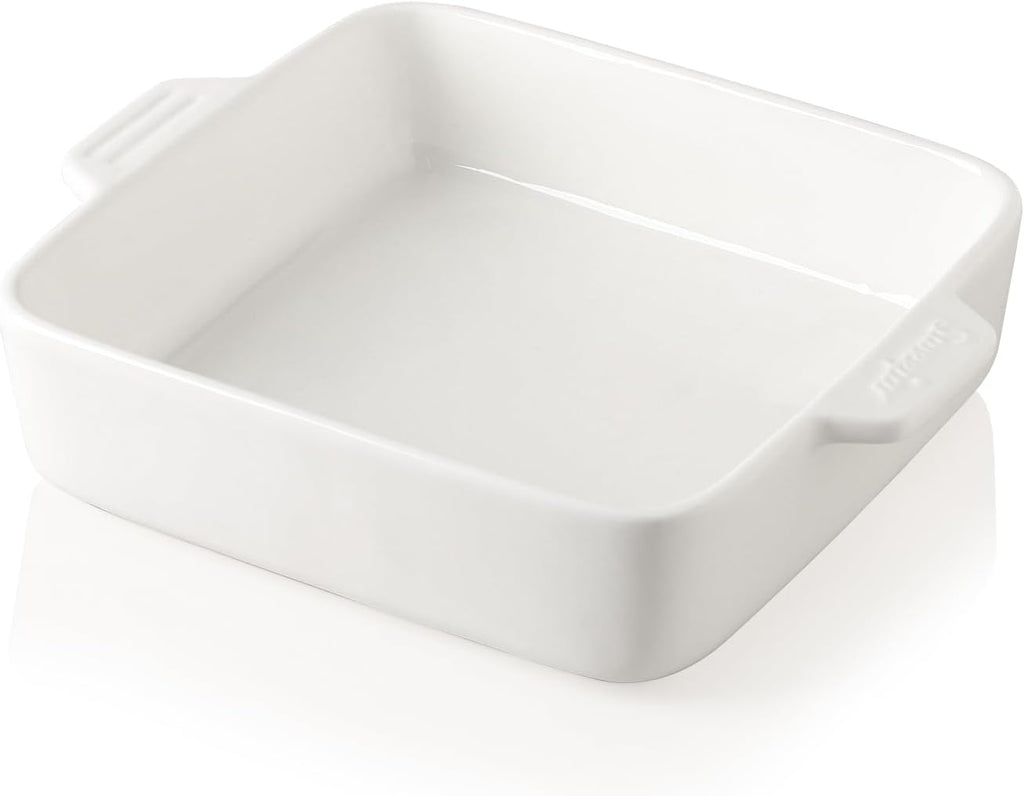 Sweejar Ceramic Baking Dish, 9 x 9 Cake Baking Pan for Brownie, Porcelain Square Bakeware with Double Handle for Casserole, Lasagna, Family Dinner (Navy)