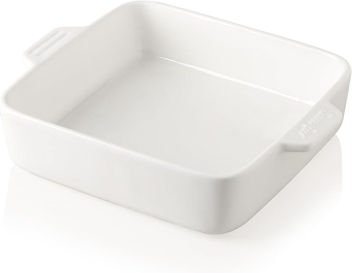 Sweejar Ceramic Baking Dish, 9 x 9 Cake Baking Pan for Brownie, Porcelain Square Bakeware with Double Handle for Casserole, Lasagna, Family Dinner (Navy)