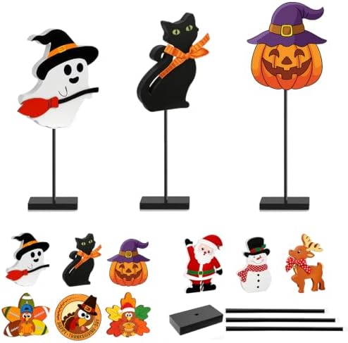 Interchangeable Halloween Christmas Tabletop Decor, Seasonal Home Decor