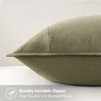 MIULEE Neutral Green Linen Pillow Covers Pack of 4 Decorative Natural Solid - Image 4