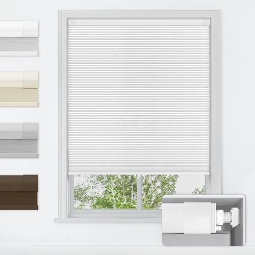LazBlinds No Drill Cordless Cellular Shades, 22" W x 36" H, White