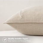 MIULEE Beige Linen Pillow Covers Pack of 4 Decorative Natural Solid Throw - Image 4