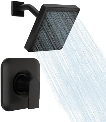Replacement for moen T2472EPBL Genta LX Shower Trim Kit, Matte Black Shower Trim Kit, High-Pressure Balancing Modern Shower Trim with Showerhead, Lever Handle, Easy to Install (2510 Valve Required)