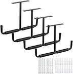Overhead Garage Storage Hooks Rack Ceiling Mounted, Heavy Duty Utility Hooks Ladder Hangers for Pipe, Lumber, Fishing Rod and Ski Board | 4 Pack Black