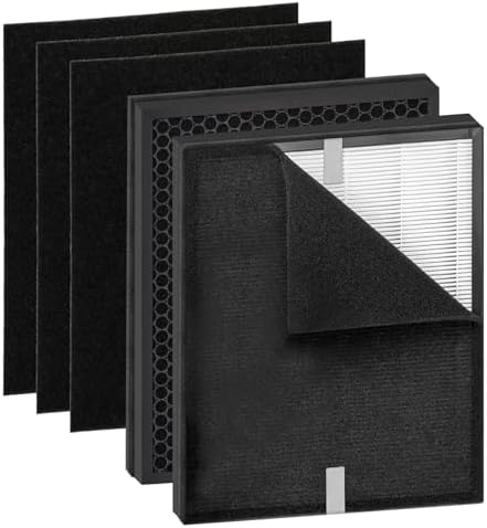 2+4 Pack KJ190L Replacement Filters for Mooka KJ190L Air Purifier, H13 True HEPA Filter, 3-in-1 Activated Carbon Filter for Home Large Room 2000 Ft², with 4 Pieces Washable Pre-Filters